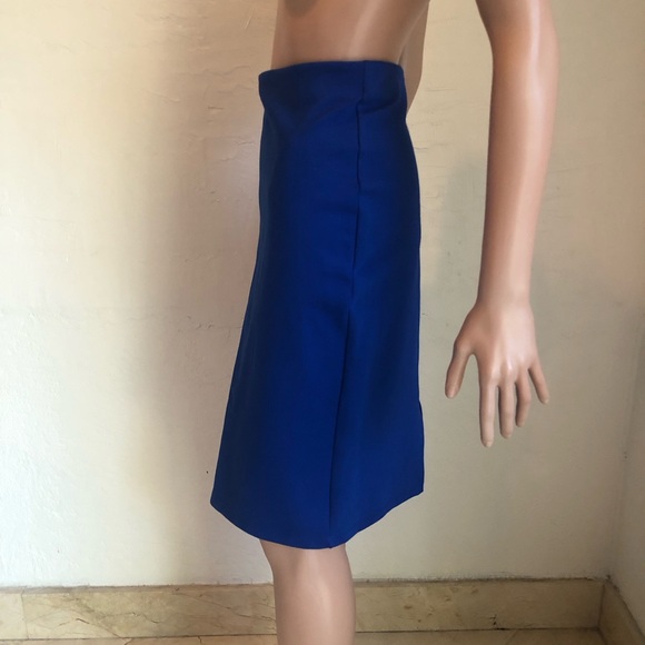 Studio F Royal Blue High-Waisted Elastic Pencil Skirt Back Slip Women’s Size 12 - Picture 4 of 16